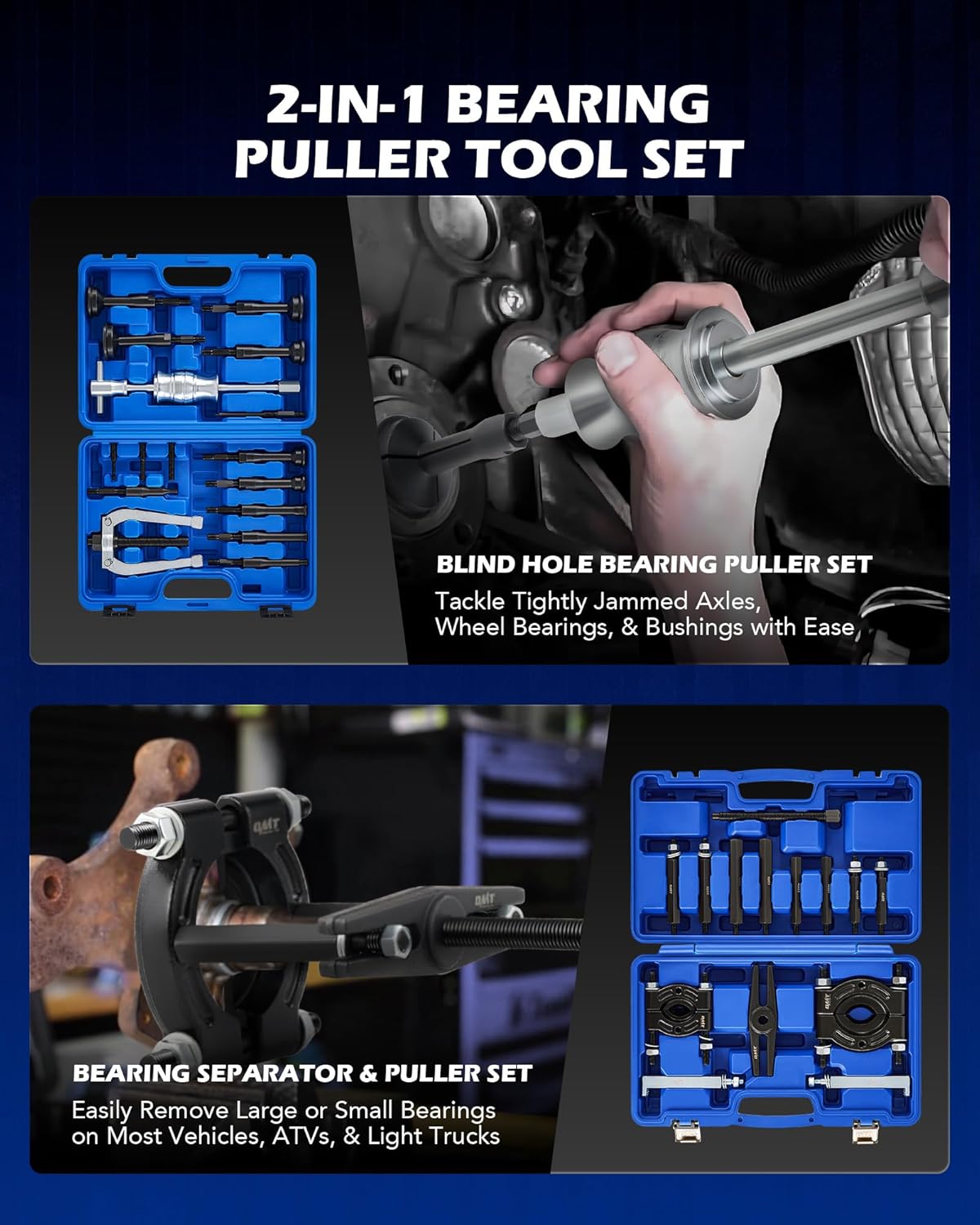 

30 pc 2-in-1 Bearing Puller Set with Slide Hammer Collets for Wheel, Axle, Bushing United States