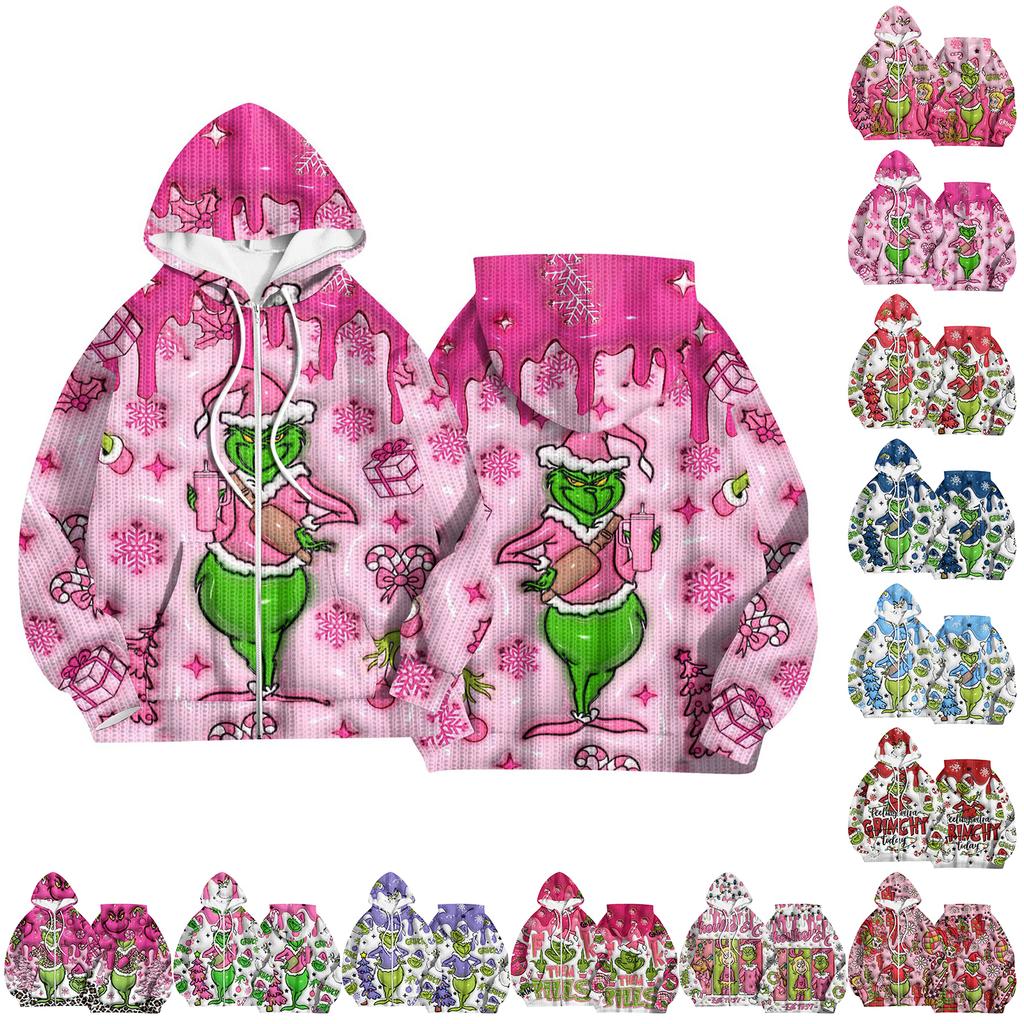 Women's Fashion Jacket Casual Printed Long-sleeved Hooded Cardigan Sweatshirts