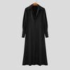 INCERUN Men Lapel Collar Long Puff Sleeve Buttons High Splits Long Shirts