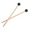2Pairs Silicone And Wood Percussion Mallets Black And Wooden Color Drum Accessories For Drum