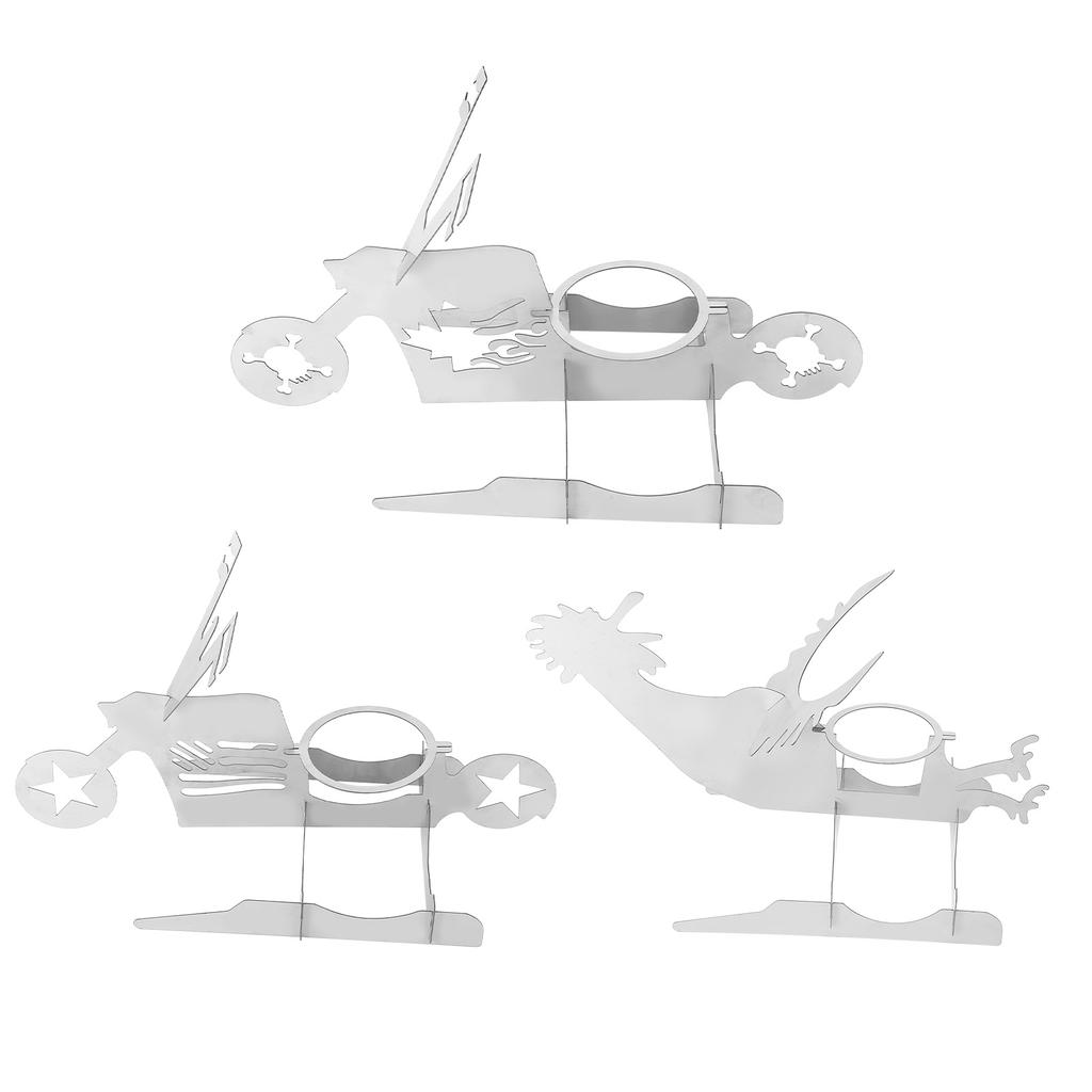 Stainless Steel Chicken Stand Removable Portable MotorcycleShape BBQ Roaster Stand for Party