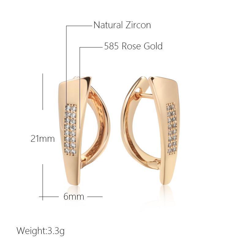 New Trendy  Rose Gold Color Drop Earrings For Women Fine Vintage Jewelry Natural Zircon Trendy One Touch Earrings