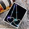 Long Luxury Rhinestone Earrings For Women Big Heart Crystal Simple Korean Statement Dangle Wedding Earring Jewelry Party