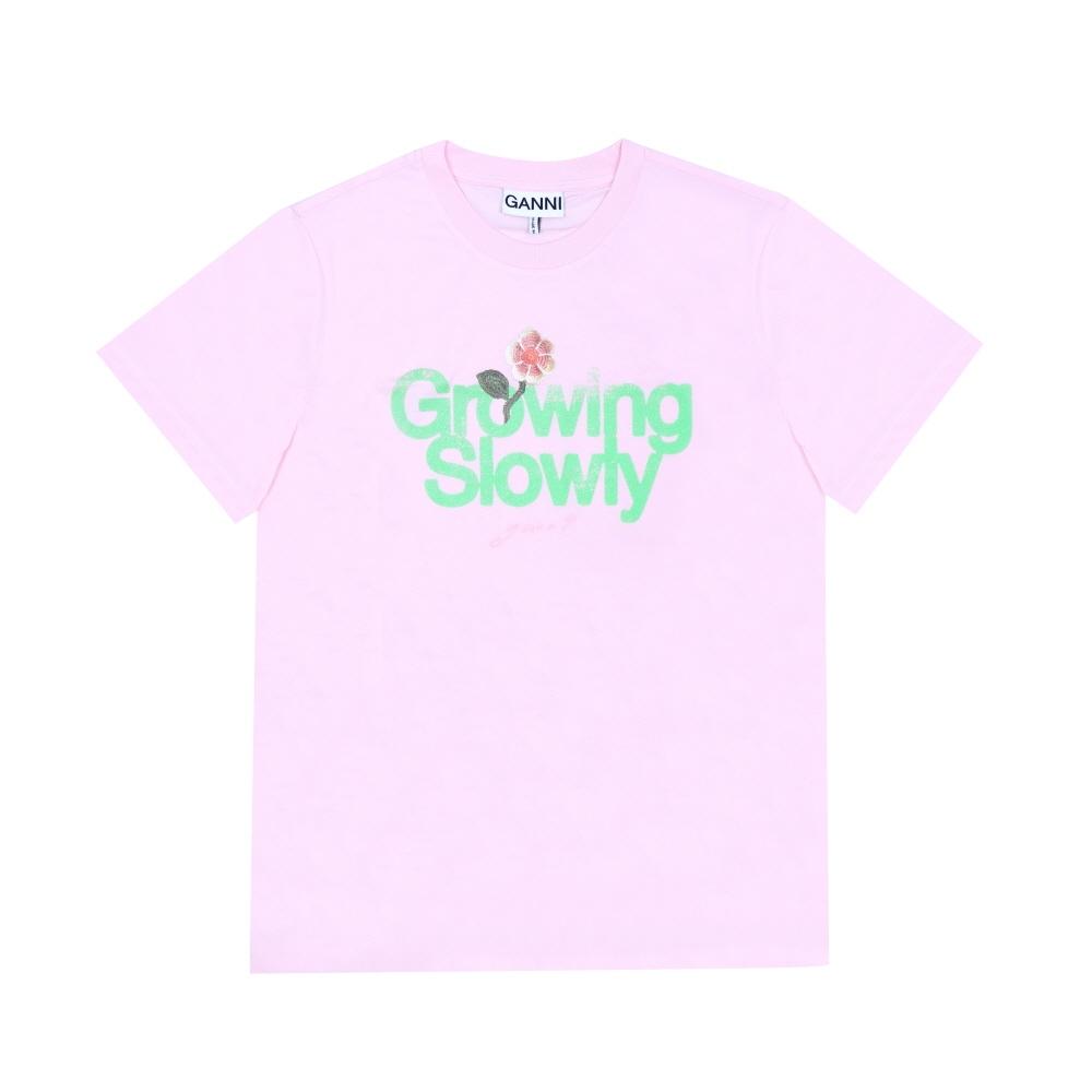 Ganni Women Growing Slowly Logo ShorT Sleeve T shirT 868 A1050191 A1050191 868 (XS)