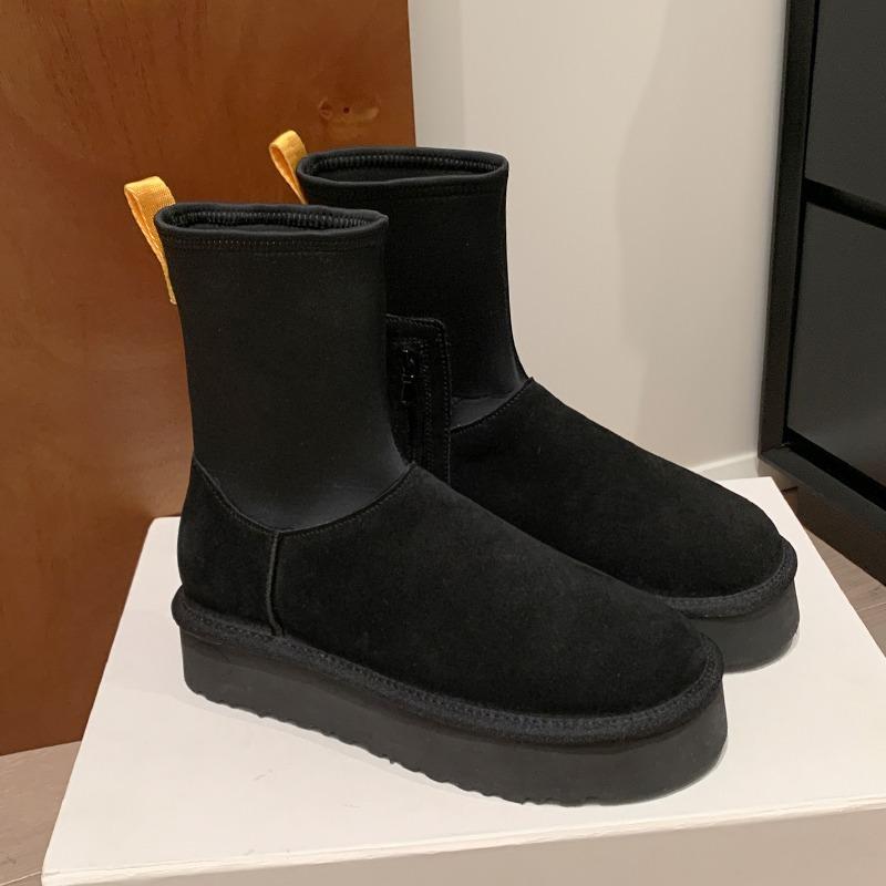 

thick-soled pencil snow boots women s velvet thickened cotton shoes Sangpo Village elastic short boots autumn and winter 40 чорний