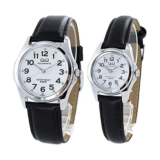 [Citizen] CITIZEN Pair Watch QQ Solar Solar Mate Cheap Citizen White Black Leather Strap Retro H008H009-304 Watch [Domestic Genuine Product]