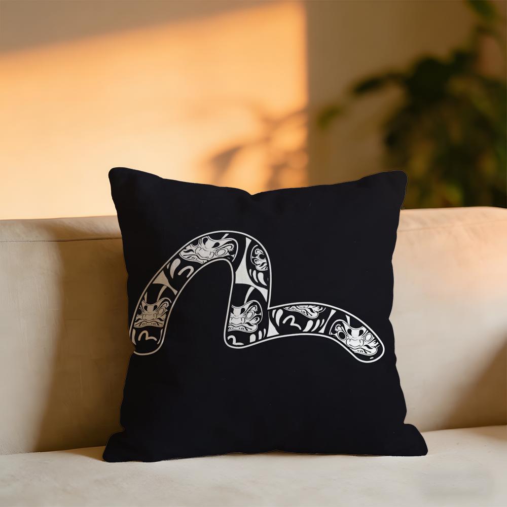 Evisufashion Evisu Logo Cushion Cover Cozy Velvet Throw PillowSoft Warm Cushion For Sofa Bed