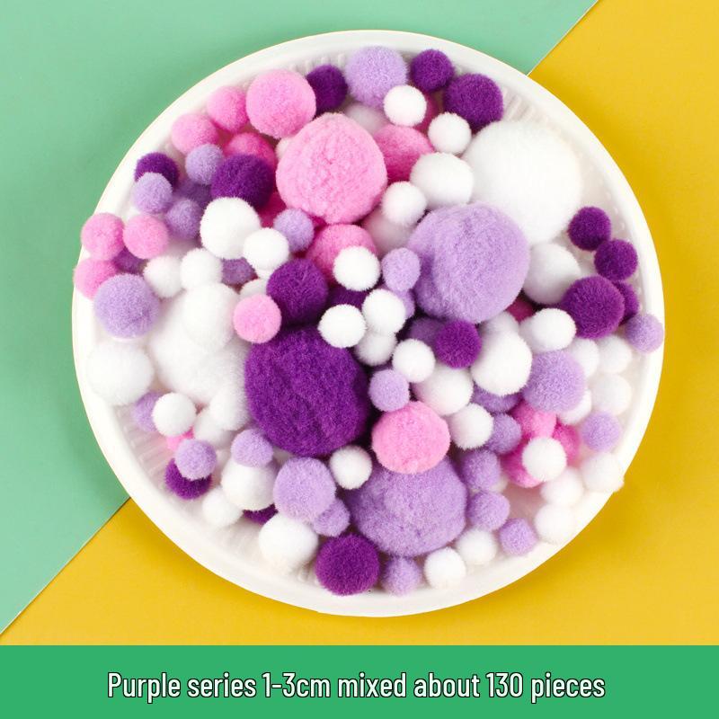 Colorful Gradient Pompom Pack: High-Elastic Plush DIY Toy Accessories for Kids