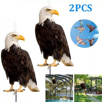 2Pcs Fake Bird Repellent Acrylic Waterproof Bird Repel Scare Devices Wind Chime Owl Scarecrow Bird Repeller with Bells Hanging