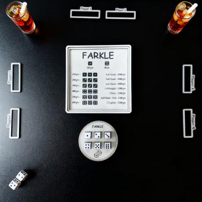 Farkle Dice Tray And Storage Case Classic Board Game Set with Embedded Scoring Combinations Dice Scoreboard for Family Game Night