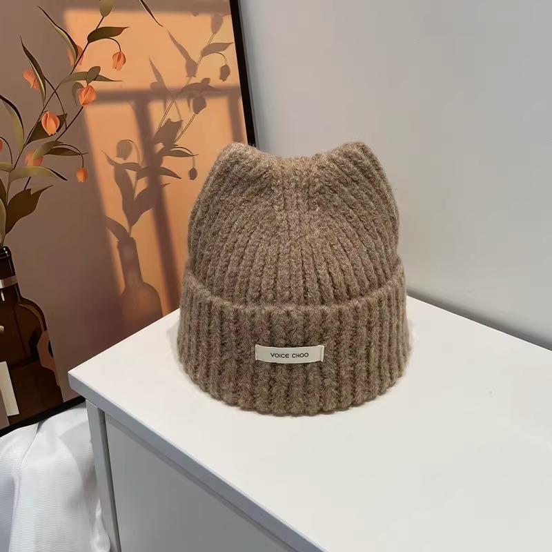 Korean Style Versatile Student Knitted Cap Outdoor Warm Pullover Cap Ear Protecting Woolen Cap