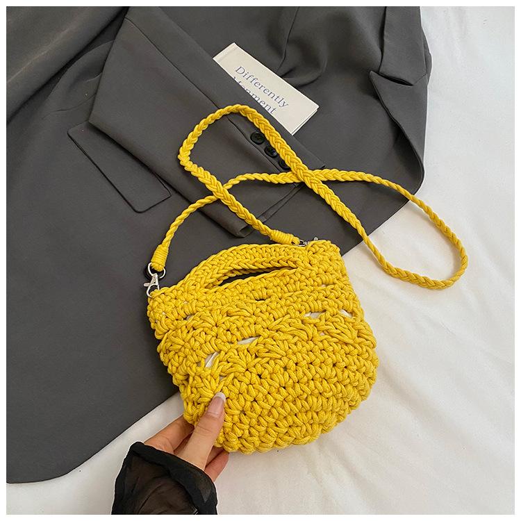 Women's Summer Knitting New Crossbody Woven Bucket Bag Niche Design Seaside Vacation Beach Bag Tide