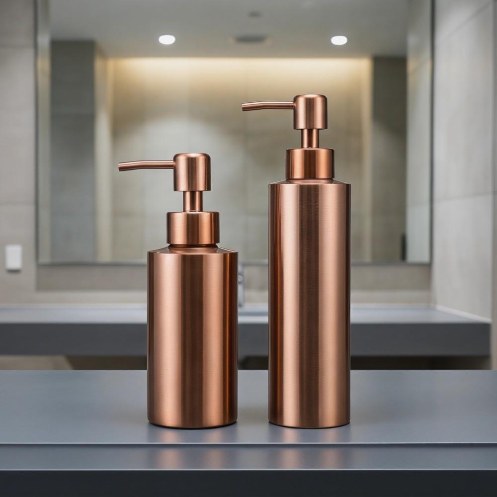 Dispenser Sapone in Acciaio Inossidabile 250ML 350ML Oro Rosa Dispenser Lozione Riutilizzabile Moderno Flacone Pompa Dispenser Liquido