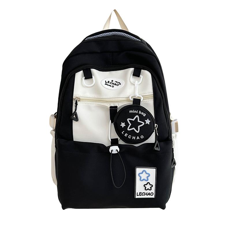 style versatile girl cute backpack contrasting color splicing primary and secondary school students lightweight backpack