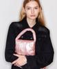 Fallett Lettering Quilted Small Flap Tote Bag Pink
