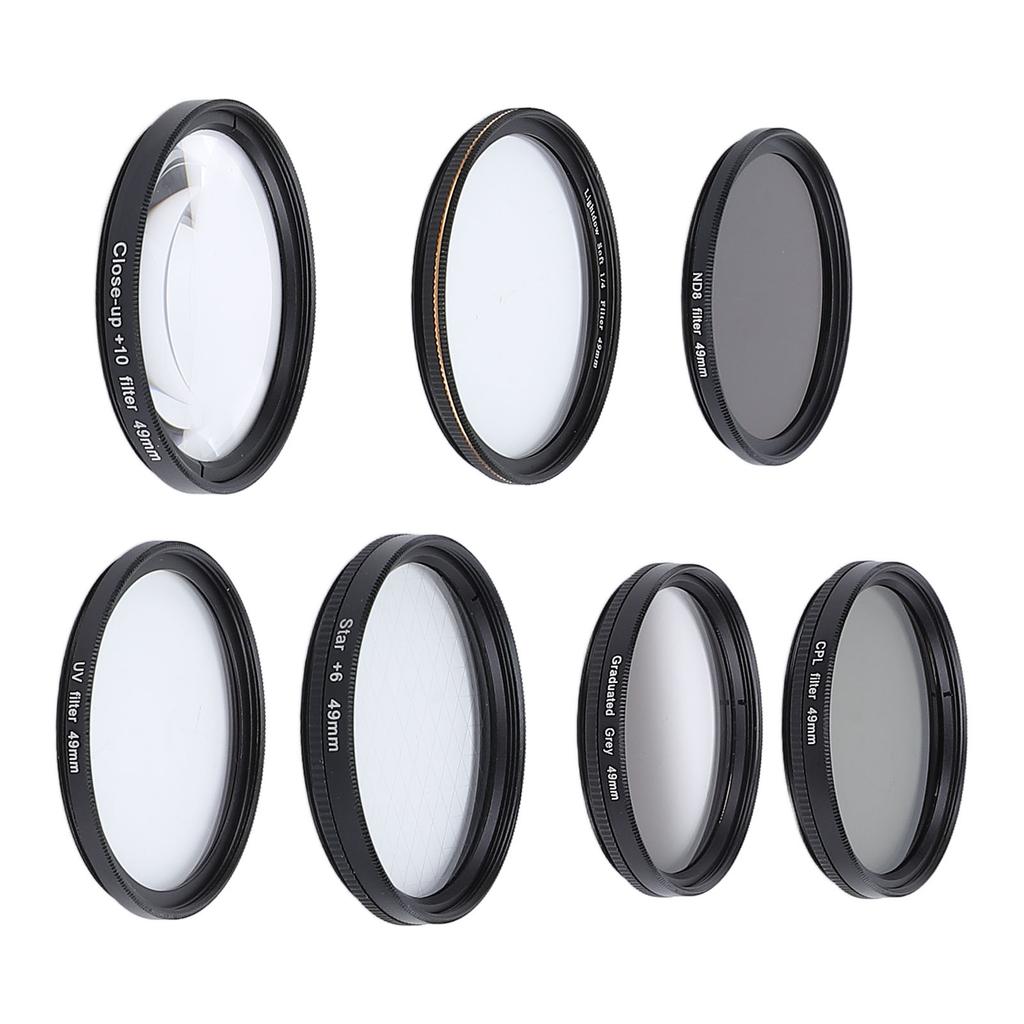 Camera Lens Filter Kit UV CPL ND8 Soft White Graduated Grey 10X Macro 6 Points Star Filter Set for Photography