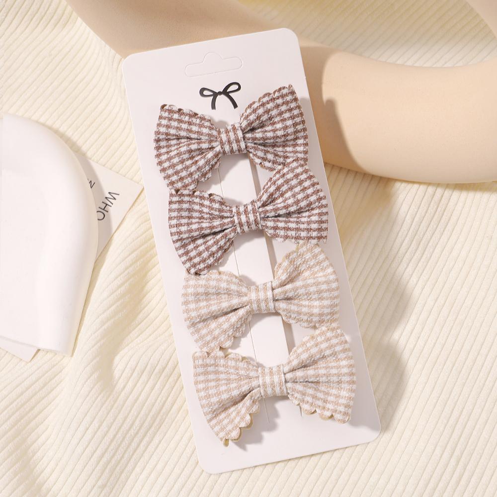 

4Pcs/Set Lovely Cotton Bowknot Clips Safe Hairpins Girl Fresh Pastoral Hairclips Baby Hair Accessories Kids Print Hairgripe Gift