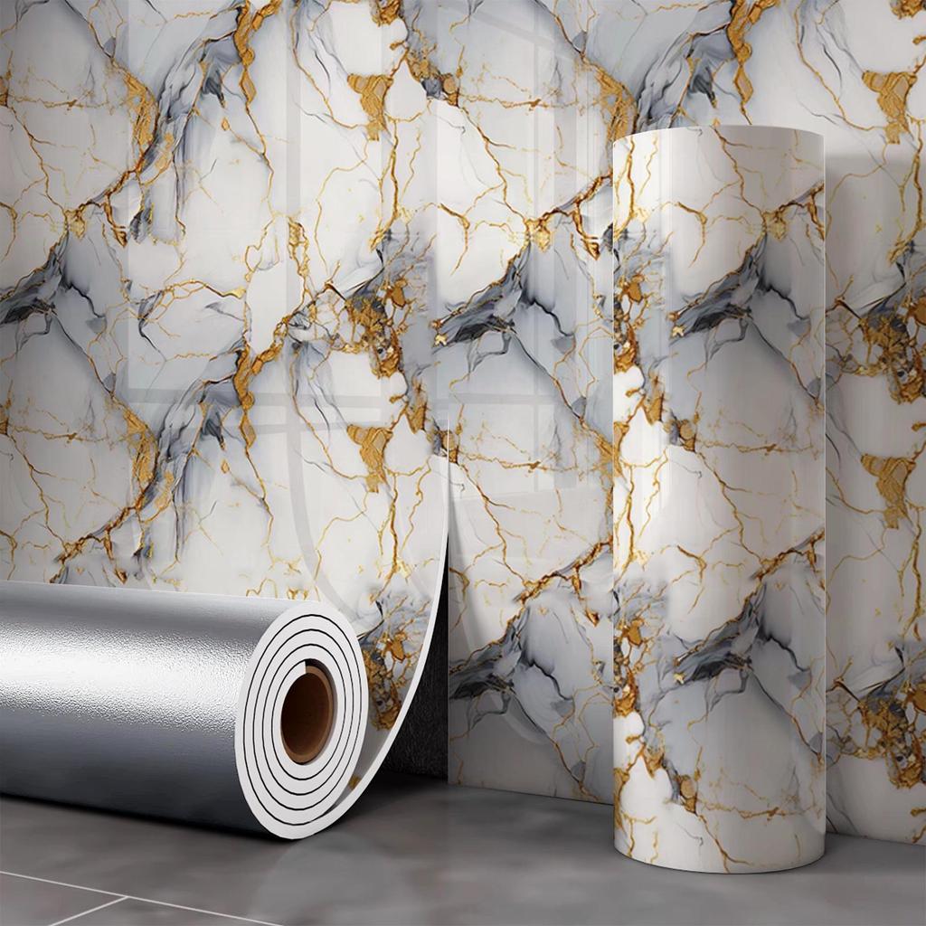 Samoprzylepna Wodoodporna Tapeta z Płytki Marmurowej na Ściany Łazienki