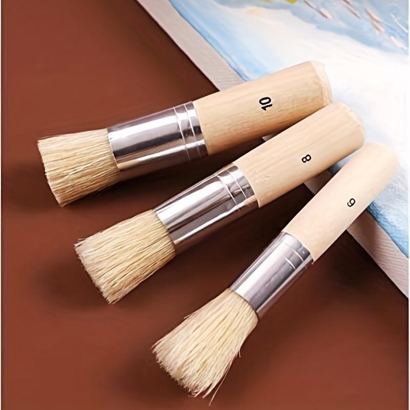 Wooden Template Brush Three Piece Set, Three Sizes of Pure Natural Bristle Paint Brush, Very Suitable for Oil Painting
