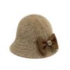 New Autumn and Winter Fisherman Hat with Butterfly Bow Cold Resistant and Warm Solid Color Simple Bucket Hat