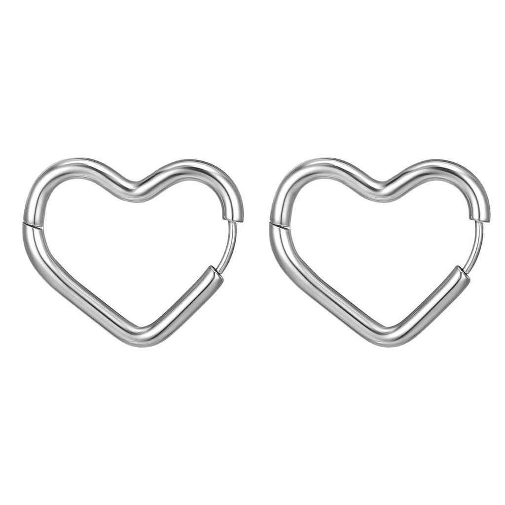 1Pairs Stainless Steel Women Men Ear Stud Triangle Heart Star Circle Hoop Earring Unisex Piercing Jewelry