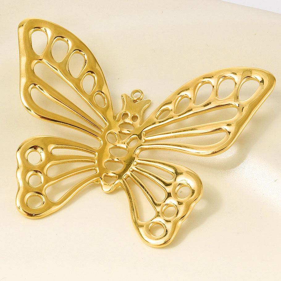 6pcs/Lot Silver/Gold Color Butterfly Animal Pendant Stainless Steel Charm For Jewelry Making Supplies Handmade Keychain Necklace