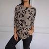 2024 Autumn/Winter Casual Leopard Print Women's Long Sleeve Crew Neck Top