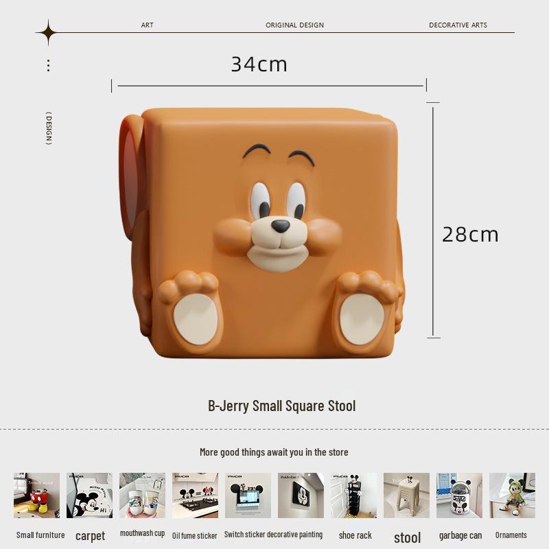 Tom & Jerry Cartoon Glass Side Table & Stool Set