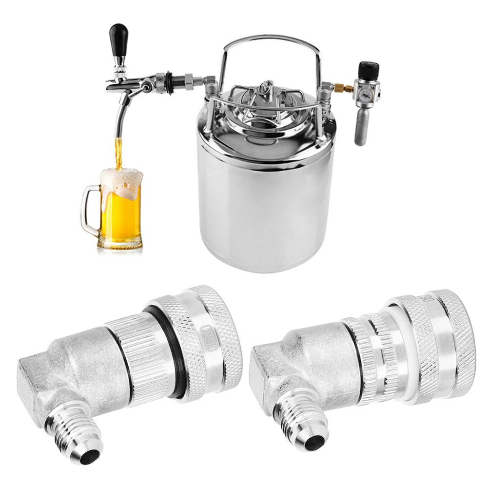 2PCs Keg Coupler Adapter Quick Connector Dispenser Stainless Steel Ball‑Lock MFL1 4‑Inch