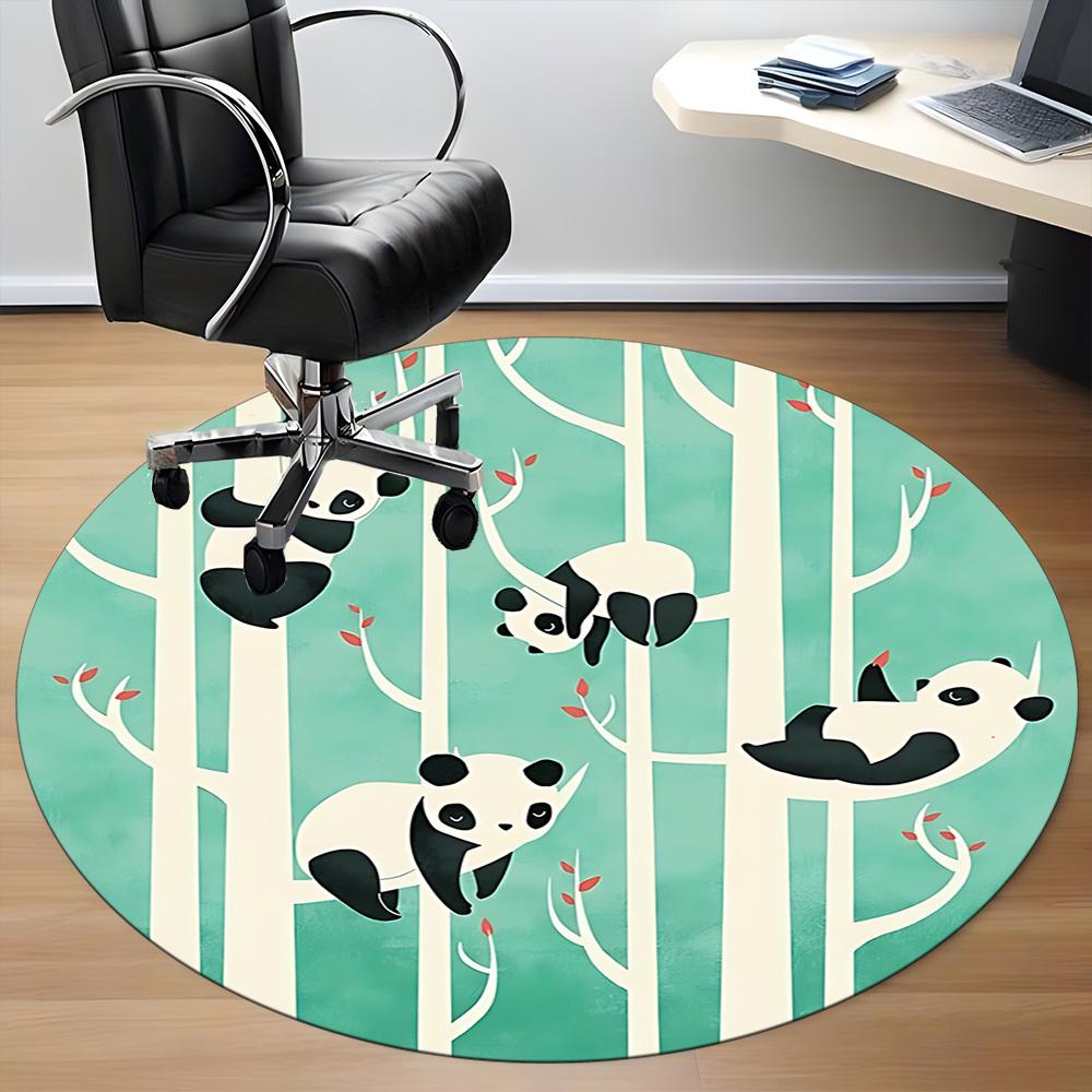 1pc Panda Forest Office Round Area Rug, Indoor Mat Suitable ForOffice, Under Office Chairs Bedroom Living Room Home Decor, D138