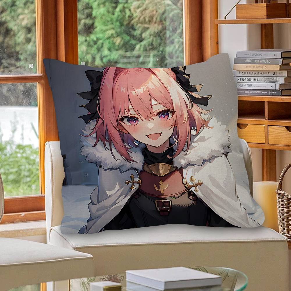 AAstolfo Rose Mignonne Fille Anime Housse de Coussin Taie d'oreiller Salon Canapé Décoration de Maison Personnalisé