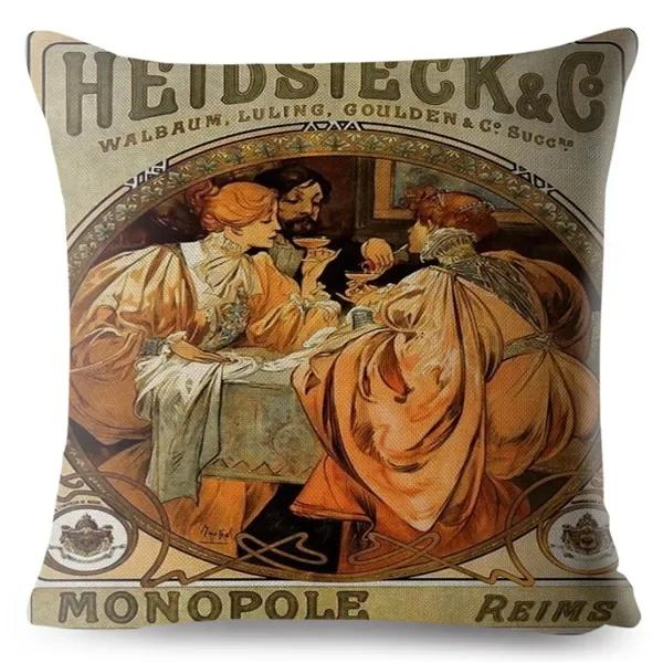 Art Nouveau Mucha Gallery Husa Perna Bej Fata de Perna Canapea Auto Decor