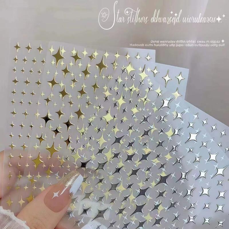 2pcs Nail Stickers with Flashing Lights Luxurious and Elegant Star Patterns  Star-shaped Stickers  Star Nail Backing Adhesive Stickers for Decoration.