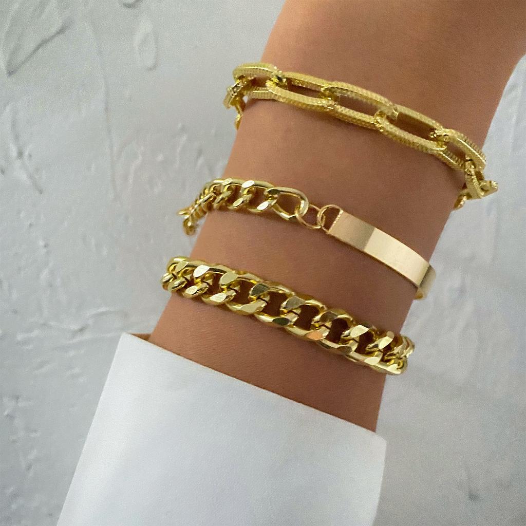 Alloy 4-piece Bracelet - Punk Metal Twisted Chain Bracelet - Jewelry Gift