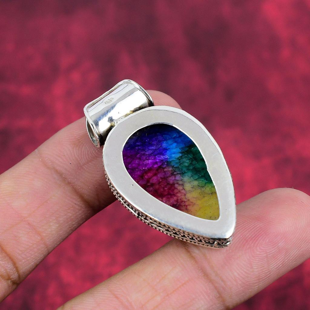 Rainbow Solar Quartz Jewelry, 925 Solid Sterling Silver Pendant Handmade Gemstone Jewelry, Gifts For Wife Brand New Pendant