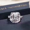 Handmade Lovers Promise Ring Silver Color Asscher Cut 12mm Aaaaa Sona Cz Wedding Band Rings For Women Men Fashion Jewelry