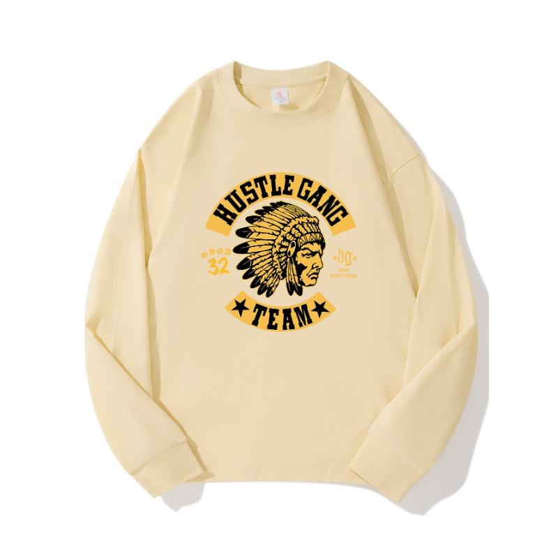 

TEAM Осенняя одежда Длинные рукава Чистый хлопок Новый мужской и женский топ, Весенний внутренний слой, Базовая рубашка, Круглая горловина Длинные рукава Футболка XXL бежевый