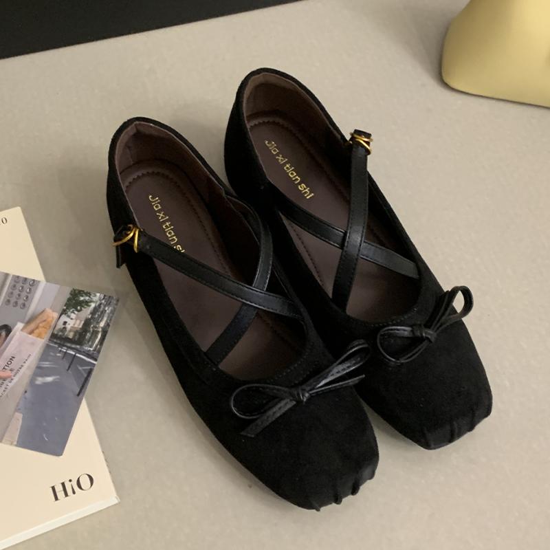 Fashion Flats Women Ballet Dance Shoes Bow Square Toe Fashion Loafers Shoes Designer Autumn 2025 New Dress Casual Cozy Zapatos De Mujer