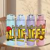 1PC Softball Life Bat Text 750ml Color Plastic Sports Water Bottle Leakproof Flip Straw Lid Suitable for Sports Office Home Use