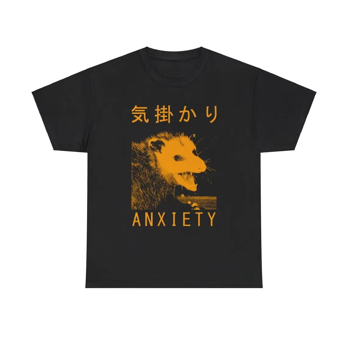 Anxiety Japanese Opossum Shirt Men Women Vintage Harajuku Fashion Tshirt Summer Tshirts Tops M