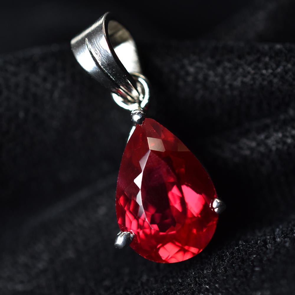 Certified 14 CT Natural Red Ruby Loose Gemstone 925 Sterling Silver Pendant MY.PD-324-NS