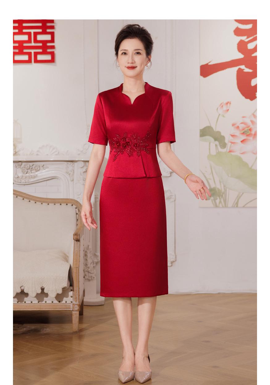 Elegant Wedding Banquet Outfit for Mother-in-Law: Two-Piece Spring Suit Dress for Middle-Aged and Elderly Women 4XL