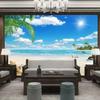 Blue Sky Mural Beach Coconut Tree Wallpaper Seaview 3d Fresco Living Room Tv Sofa Bedroom Hotel Background 3d Wall Papers