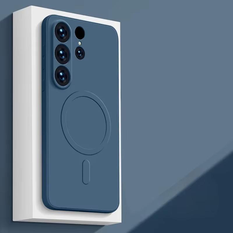 Matný magnetický kryt na telefon z tekutého silikonu pro Samsung Galaxy S25 S24 Ultra S23 S22 Plus S21 FE pro kryt pro bezdrátové nabíjení Magsafe