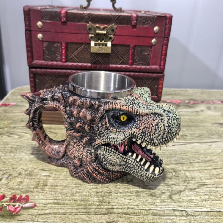 Innovative Dinosaur Shape Cup With Nonrust Steel Liner Easy Cleaning Dinosaur Drinking Cup For Home Decors Or Gift