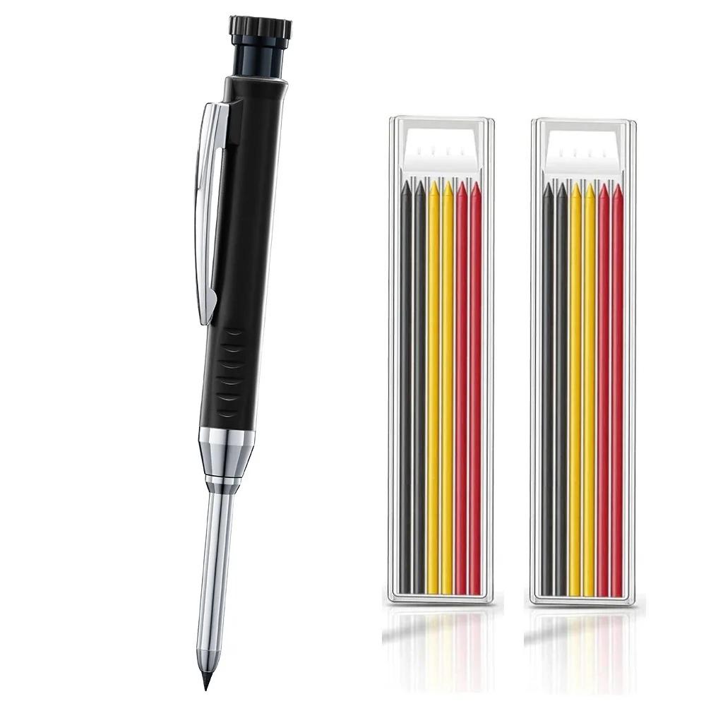 2.8mm Solid Carpenter Pencil Mechanical Pencil with Built-in Sharpener Carpentry Long Head Carpenter Pencil Stationery Supply