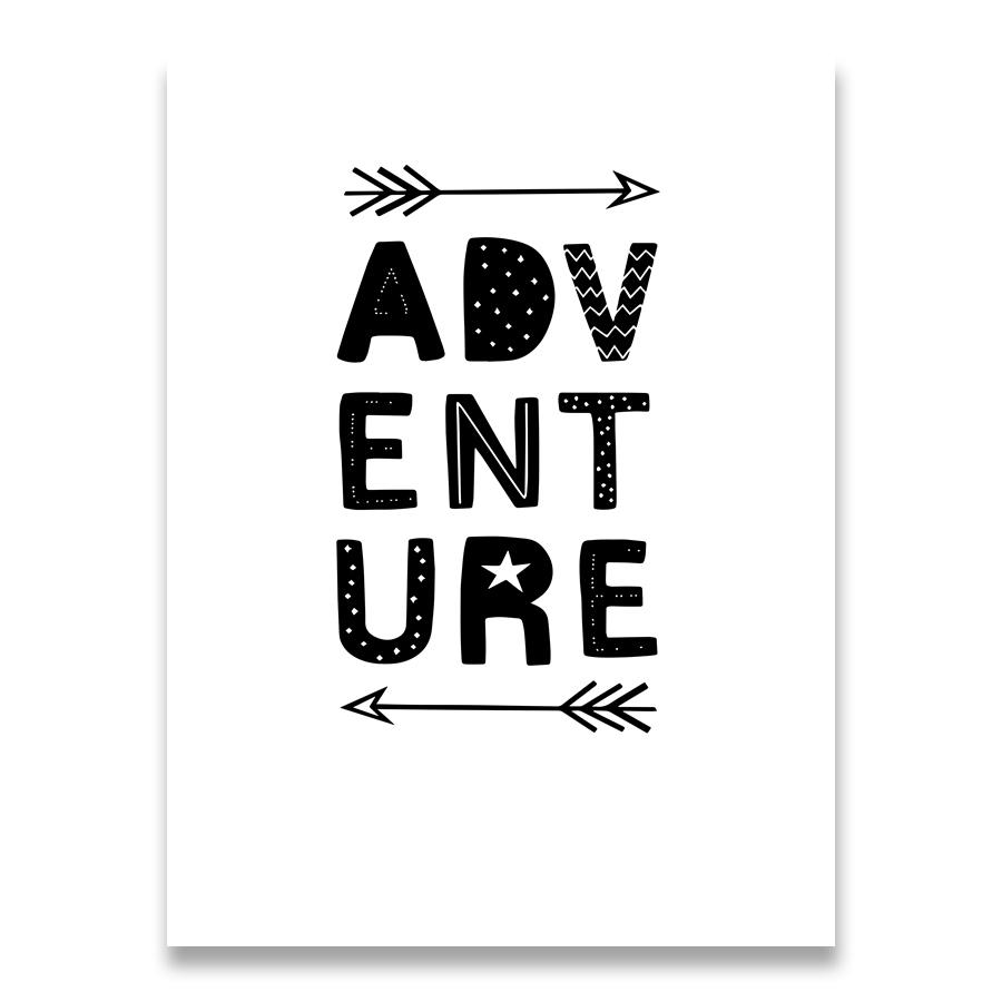 Nursery Wall Art Canvas Painting Black and White Adventure Be Wild and Free Quotes Posters and Prints Nordic Baby Room Picture 21X30CMNo Framed