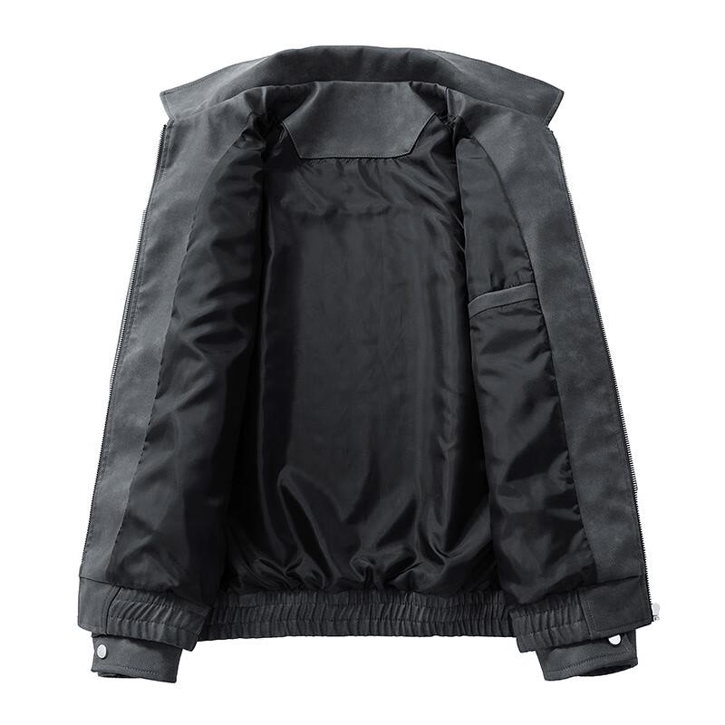 ROMON Men's Casual Lapel PU Leather Jacket