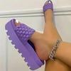 Women's Braided Platform Slide Sandals Solid Color Open Toe Summer Shoes Casual Outdoor Beach Slides