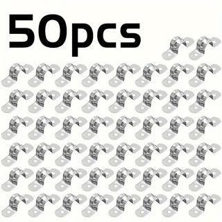 

50pcs Stainless Steel Pipe Clamps, M12 Rigid 1/2 Two-Hole U Bracket, Metal Cable Pipe Strap, 0.47 Width HeavyDuty Fixing Clamp